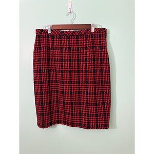 Coldwater Creek Womens Red & Black Plaid Skirt Size 12 Wool Blend